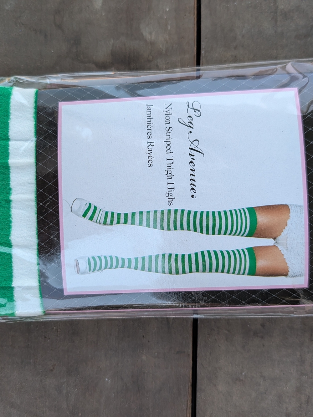 Leg Avenue Green & White Striped Over-The-Knee Socks